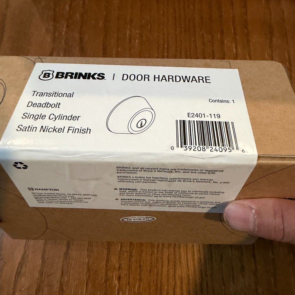Brinks Transitional Single Cylinder Deadbolt Satin Nickel E2401-119 New